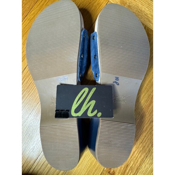 Women’s 10 Dr. Scholls Original Collection Blue Leather Wooden Orthopedic Clogs - Picture 7 of 8